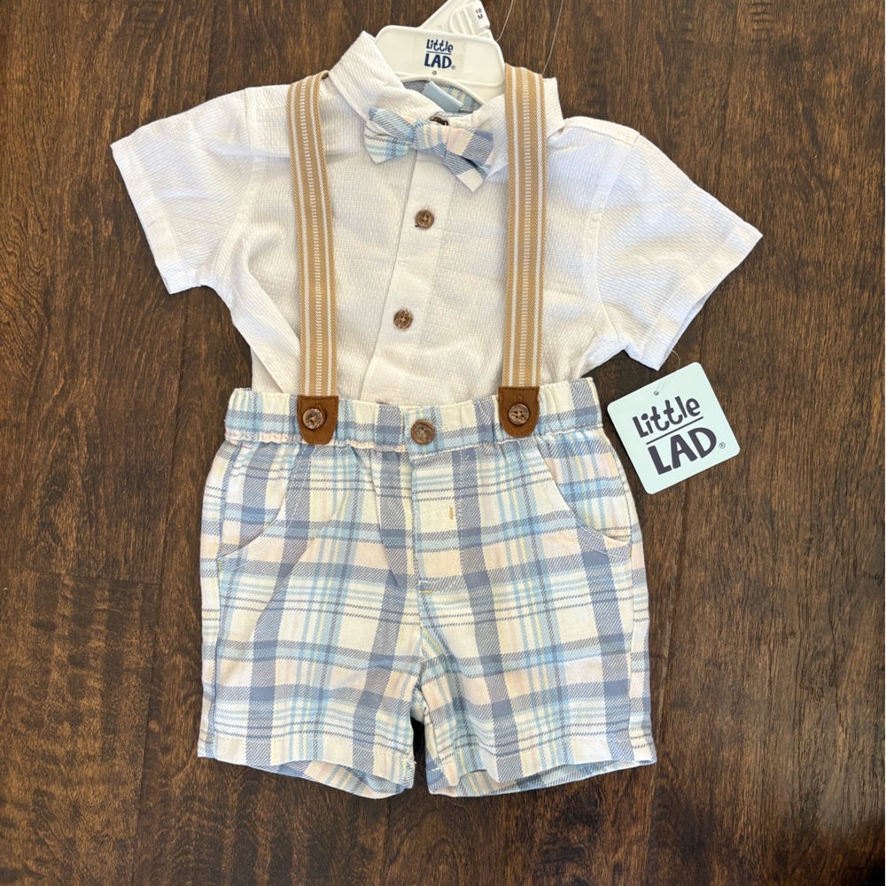 Little Lad Kids Matching Set - White and Tan